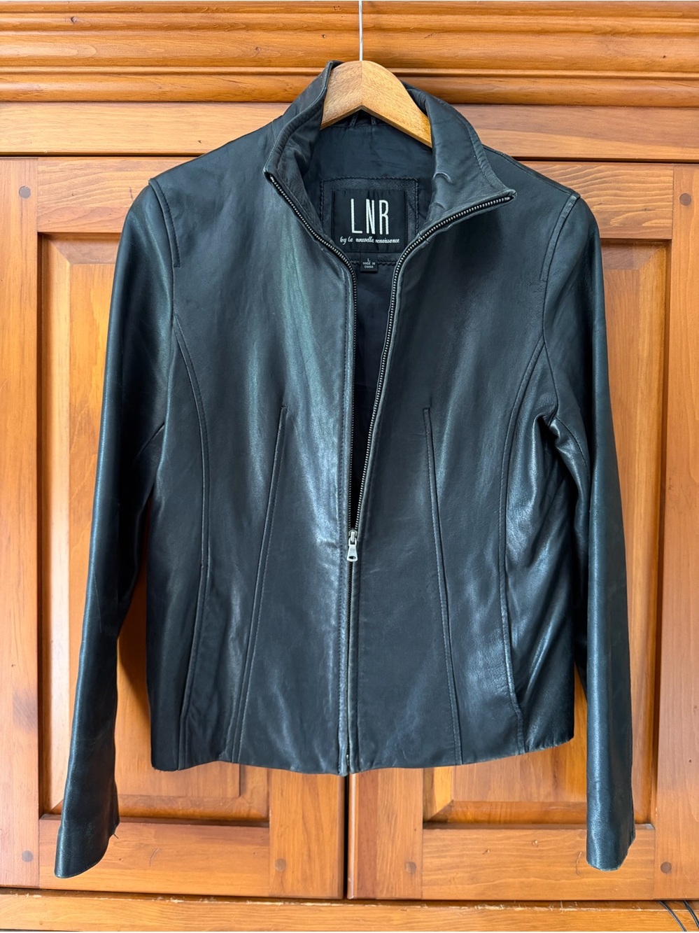 Women's Black Leather Zip-Front Jacket